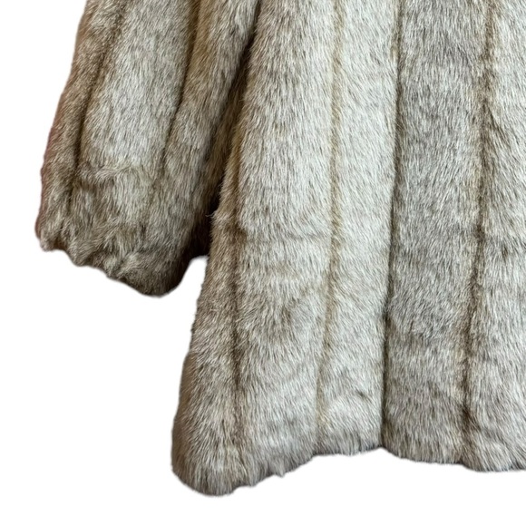 Roaman's Vintage Faux Fur Jacket Beige Long Sleeve Full Zip Pockets Medium - Picture 9 of 15